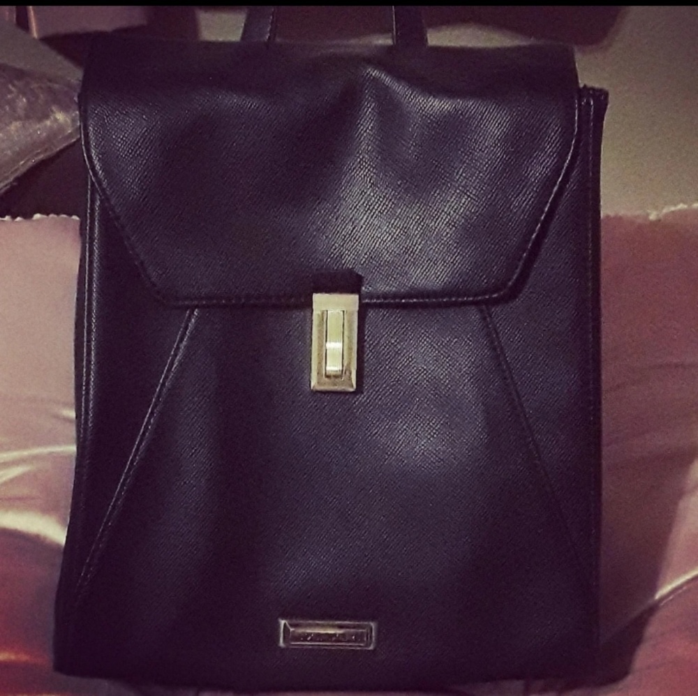 Black Faux Leather backpack purse